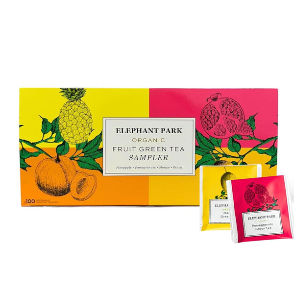Premium Organic Fruit Green Tea Sampler, 100 Count Assorted Tea Bags, Caffeinated & Herbal Variety Pack Pineapple, Pomegranate, Mango, Peach Flavors
