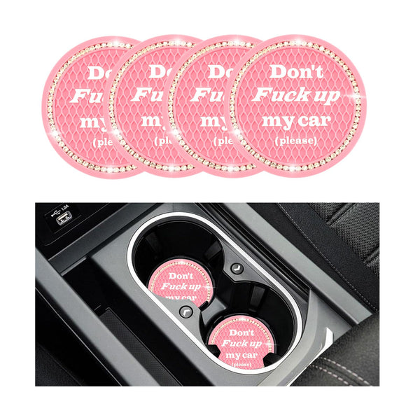 4 PCS Bling Car Cup Coaster, 2.75 Inch Anti-Slip Cup Holder Insert Coasters, Universal Crystal Rhinestone Auto Drink Car Cup Mat, Interior Car