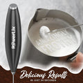 Powerlix Powerful Handheld Milk Frother with Stand Battery Operated Foam Maker Frother Wand for Coffee (A Black) (Hearts)