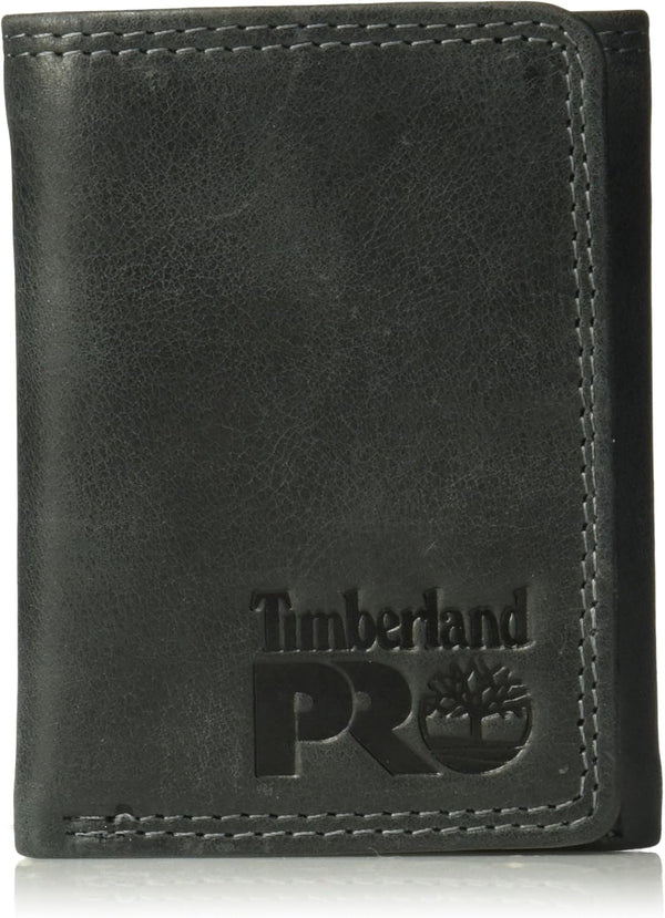 Timberland PRO Men'S Leather RFID Trifold Wallet with Id Window