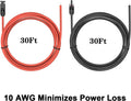 Kohree 30 Feet Solar Panel Extension Cable: 30Ft X2 10AWG Female and Male Connectors,6Mm Solar Panel Wires with Extra Connectors Extension Adaptor