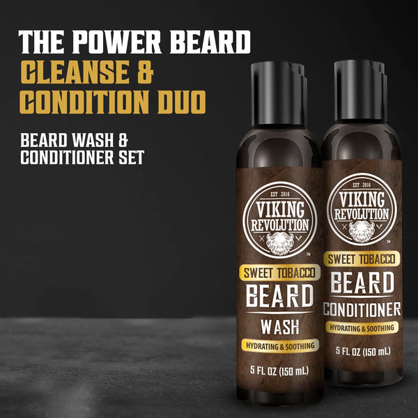 Viking Revolution Beard Wash and Beard Conditioner for Men with Argan Oil and Jojoba Oil - Beard Softener and Strengthener Beard Care Beard