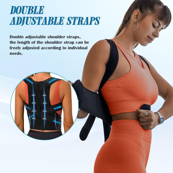 Back Brace Posture Corrector for Men Women (40-45"), Adjustable Full Back Brace and Shoulder Back Straightener, Scoliosis and Hunchback