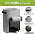 Potato Grow Bags with Flap 10 Gallon, 4 Pack Planter Pot with Handles and Harvest Window for Potato Tomato and Vegetables, Black and Gray