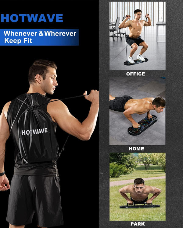 HOTWAVE Push up Board Fitness, Portable Foldable 20 in 1 Push up Bar at Home Gym, Pushup Handles for Floor. Professional Strength Training