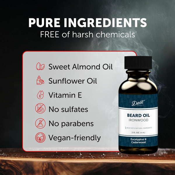 Detroit Grooming Beard Oil | Hydrating & Nourishing Formula â¢ Ironwood Scent (2 Oz)