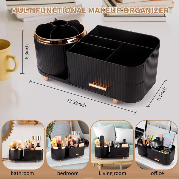 Makeup Organizer for Vanity, Cosmetic Display Case with Drawers, Fits Makeup, Skincare Products, Brushes, Lipsticks, and Other Accessories,
