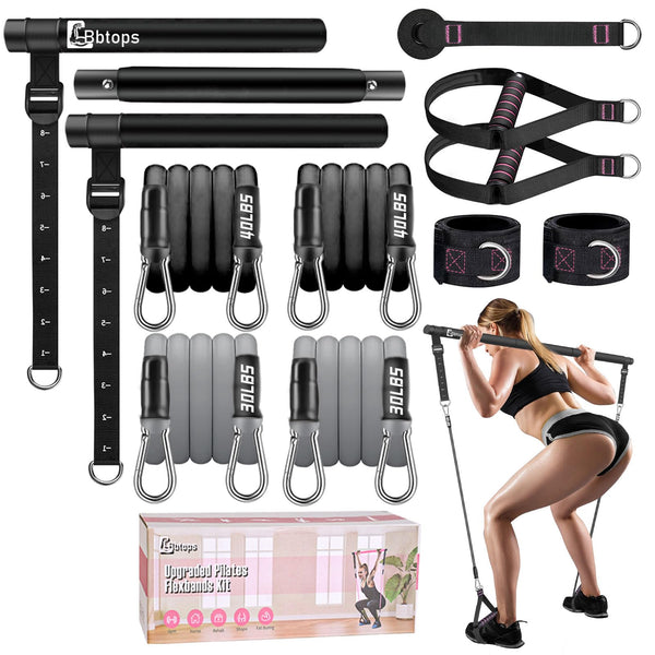 Pilates Bar Kit with Resistance Bands,Pilates Bar with Stackable Bands Workout Equipment for Legs,Hip,Waist and Arm,Exercise Fitness Equipment for