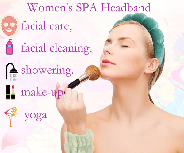 Spa Headbands for Washing Face Velvet Makeup Headband Combo Pack - Puffy Makeup Headbands for Face Washing, Mask, Skin Treatment