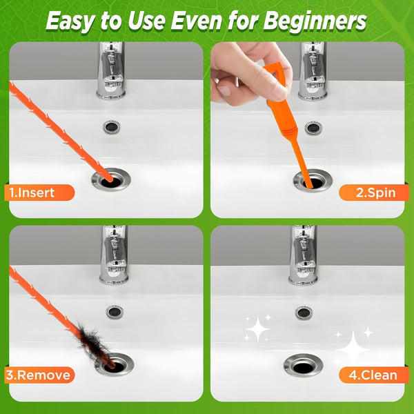 Forlivese Drain Snake, Drain Clog Remover,Hair Snake Tool Drain Opener,Sink Snake for Sewer Kitchen Sink Bathroom Tub Toilet Clogged Drains Relief