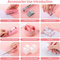 SKYDUE Pink Desk Accessories 10Pcs, 360-Degree Rotating Pen Holder, Stapler, Staple Remover, Tape Dispenser,2Pcs Tape Refills, Binder Paper Clips
