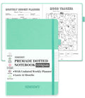 Premade Bullet Dotted Journal Notebook, Pre-Made Dot Grid Journaling with Undated Weekly & Monthly Planner - 12 Month Organization for Habit /