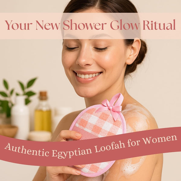 Natural Loofah Exfoliating Body Scrubber for Women Made with Natural Egyptian Loofa Sponge, Bath Shower Luffa Lufa for Face and Body. Exfoliator