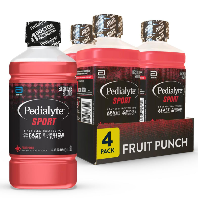 Pedialyte Sport Electrolyte Drink, Fast Hydration with 5 Key Electrolytes for Muscle Support Before, During, & after Exercise, Fruit Punch, 1