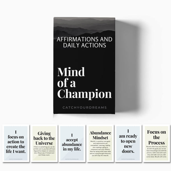 Mind of a Champion - Motivational Cards for Men Affirmations and Action Steps to Turn Dreams into Reality - for Productivity, Personal