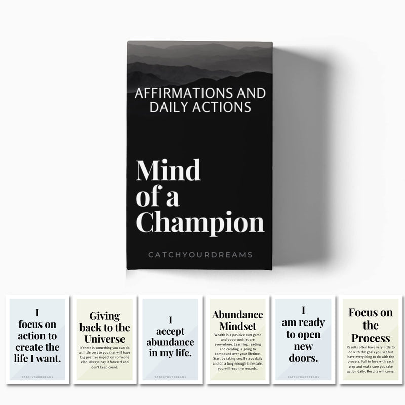 Mind of a Champion - Motivational Cards for Men Affirmations and Action Steps to Turn Dreams into Reality - for Productivity, Personal