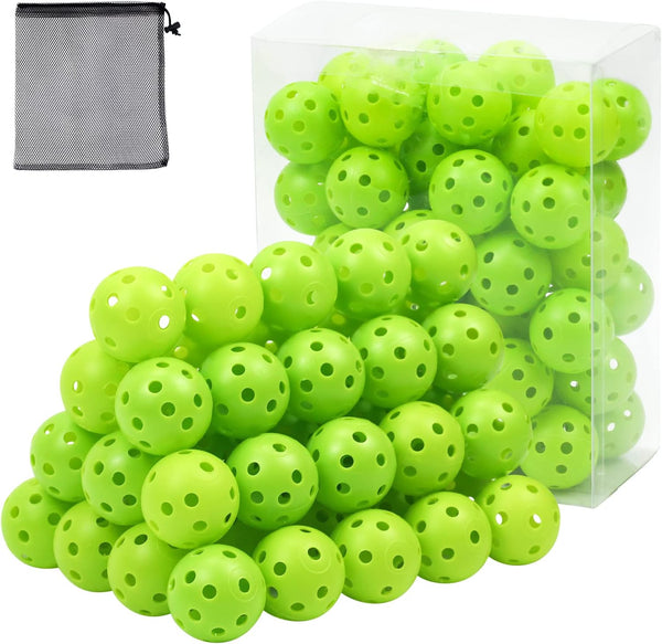 Plastic Golf Balls Practice Limited Flight Golf Training Ball Hollow Swing Practice Indoor Golf Balls with Mesh Drawstring Bag for Backyard