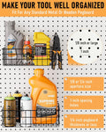 INCLY 4 Pack Pegboard Baskets Bins Set, 4 Size Square Style Black Metal Wire Basket for Any Peg Board Organizing Tools, Pegboard Accessories for