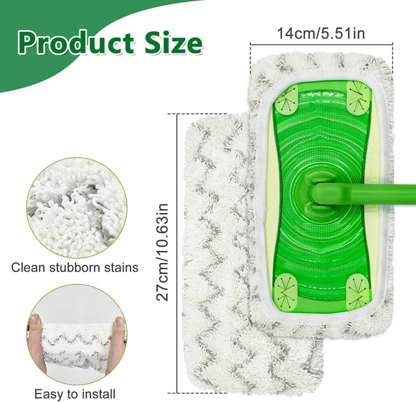 4 Pack Reusable Mop Pads Compatible with Swiffer Sweeper Mop,Wet Pads Refill & Dry Sweeping Cloths,Chenille & Microfiber Refill Pads for Wood