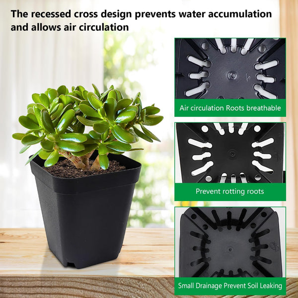 Square Nursery Pots 3.54Inches 90 Pcs Seedling Flower Post Plastic Thick Seed Start Germination for Plant Propagation,Sturdy Suit for 1020