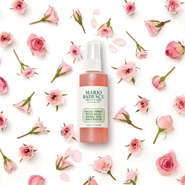 Mario Badescu Facial Spray with Aloe, Herbs and Rose Water for All Skin Types, Face Mist that Hydrates, Rejuvenates & Clarifies 4 Fl Oz (Pack of 1)