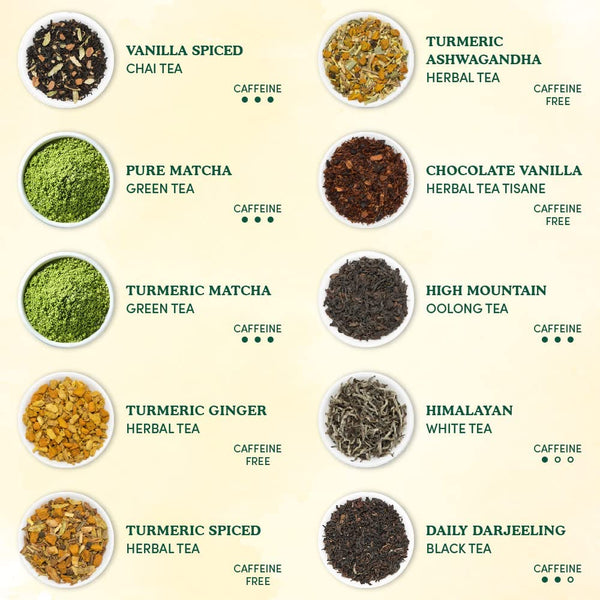 VAHDAM, World Top 20 Tea Sampler - Black, Green, Chai, Herbal & More | Assorted Loose Leaf Gift Set Variety Pack | Tea Gift Ideas for Women & Men