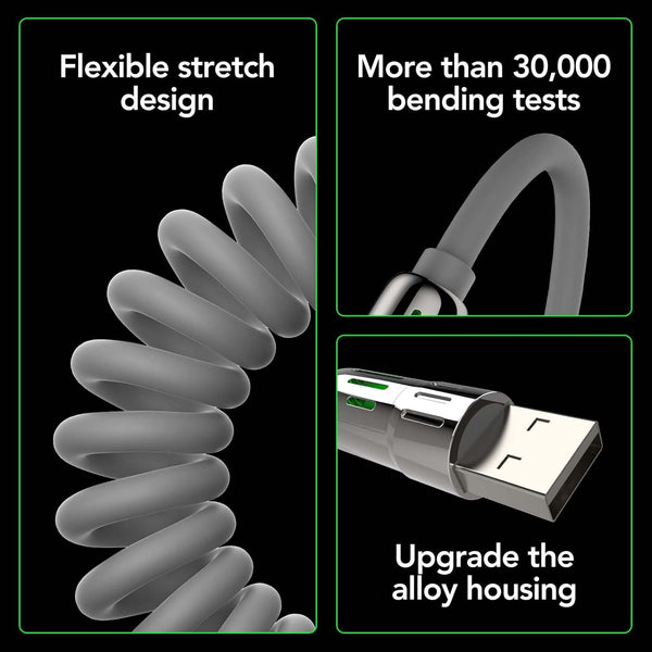 4-In-1 Coiled Universal USB Charging Cable -MAX 240W Fast Charging/Charger Cord with Multi USB Port for Iphone 16/15 14 13 Ipad Samsung Galaxy
