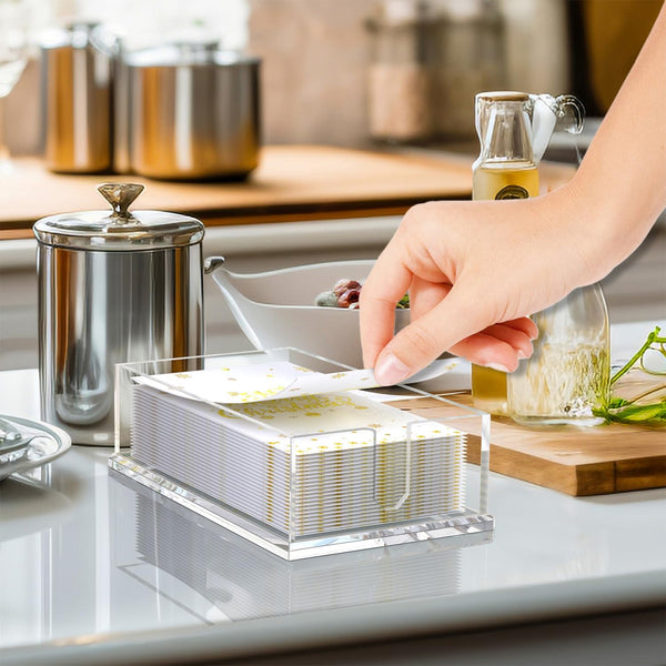 Napkin Holder for Table, Acrylic Guest Towel Holder for Bathroom, Clear Disposable Paper Hand Towels Tray for Kitchen, Cocktail Napkin Holder,