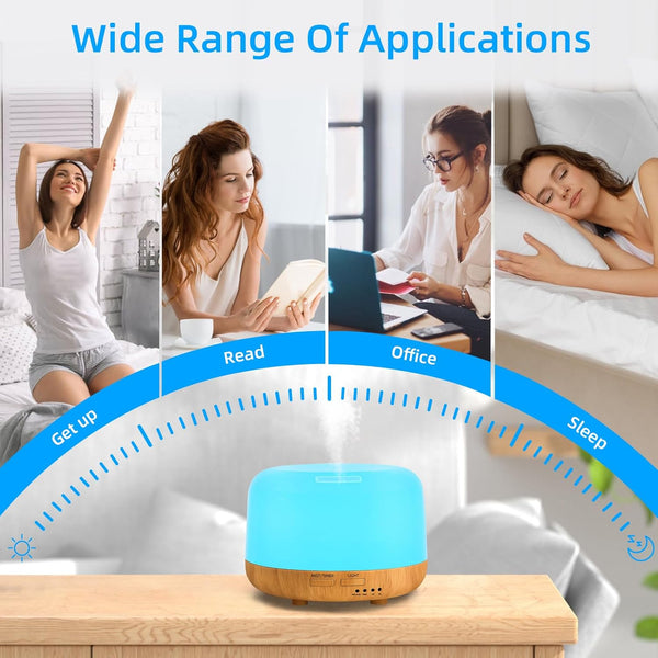 Aromatherapy Essential Oil Home Diffuser with Remote Control, 300ML Large Room Cool Mist Air Humidifier, 8 Hours Quiet Operation, Timer, 7 Colors
