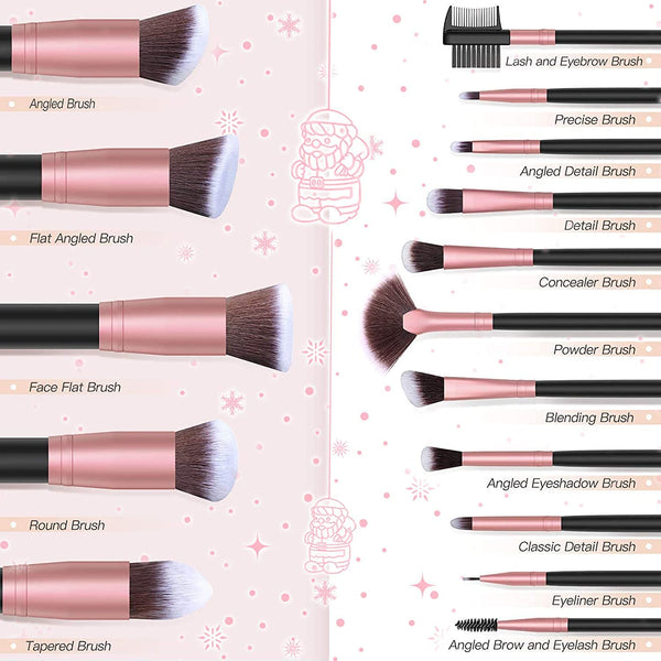 BESTOPE PRO 16Pcs Makeup Brushes Set, 4Pcs Beauty Blender Sponge Set and 1 Brush Cleaner, Premium Synthetic Foundation Brushes Blending Face