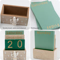 Notakia Perpetual Calendar, Wooden Calendar for Home Office Desk Accessories Vintage Wood Block Calendar(Green) Green cactus