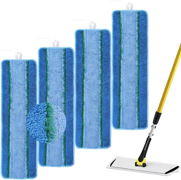 Upgraded Replacement Microfiber Mop Pads for Rubbermaid Commercial 18 Inch Mop 17 Inch Mop, Reusable Wet & Dry Commercial Cleaning Flat Mop System