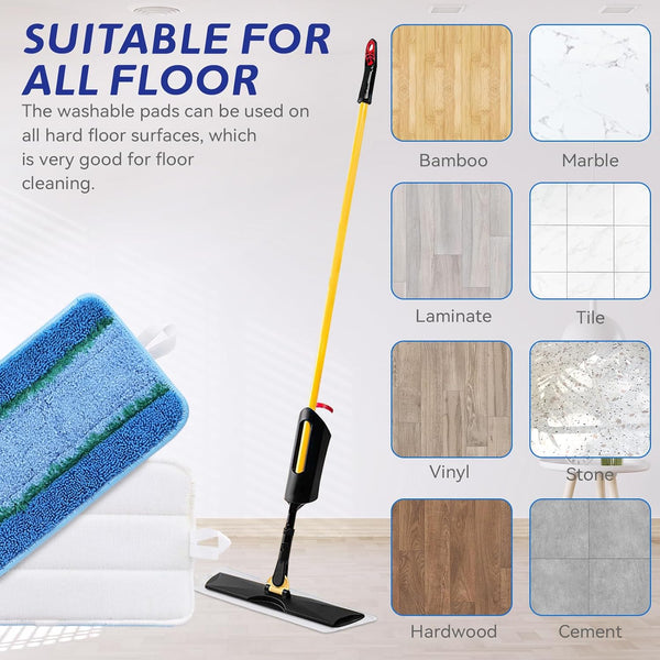 Upgraded Replacement Microfiber Mop Pads for Rubbermaid Commercial 18 Inch Mop 17 Inch Mop, Reusable Wet & Dry Commercial Cleaning Flat Mop System
