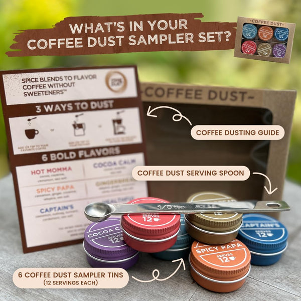 Coffee Dust Sampler Set | Coffee Spice Blends to Flavor Coffee and Tea | Ideal Gift for Coffee Lovers | No Sugar, No Artifical Flavors, 72 Servings