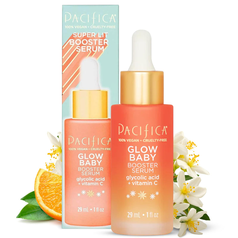 Pacifica Vitamin C Face Serum - Glow Baby Booster Facial Serum - Glycolic Acid Serum for Face - Dark Spot Corrector anti Aging Brightening -