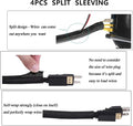 N NOROCME Cord Management Organizer Kit 4 Cable Sleeve Split with 41Self Adhesive Clips Holder, 10Pcs and 2 Roll Self Tie 100 Fastening Ties for