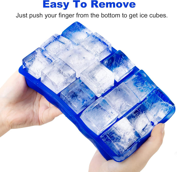 Ozera 2 Pack Silicone Ice Cube Tray, Ice Cube Trays for Freezer, Easy Release Silicone Ice Cube Molds for Whiskey, Cocktail, Chocolate