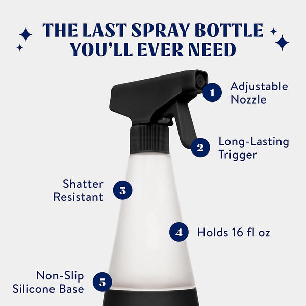 Cleancult Glass Spray Bottles (16Oz, 2 Pack) - Refillable All Purpose Cleaning Spray Bottle - Bpa-Free Plastic Nozzle & Non Slip Silicone Sleeve -