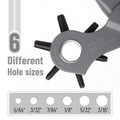UNCO- Leather Hole Punch Tool, 6 Different Hole Sizes (5/64", 3/32", 7/64", 1/8", 5/32", 3/16"), Durable Hole Punch for Watch Bands, Straps, Dog