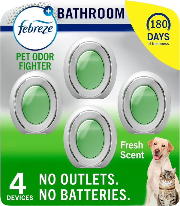 Febreze Bathroom Air Freshener, Odor-Fighting, Plug in Alternative, Air Fresheners for Home and Bathroom and Kitchen, Closet Air Fresheners, Heavy