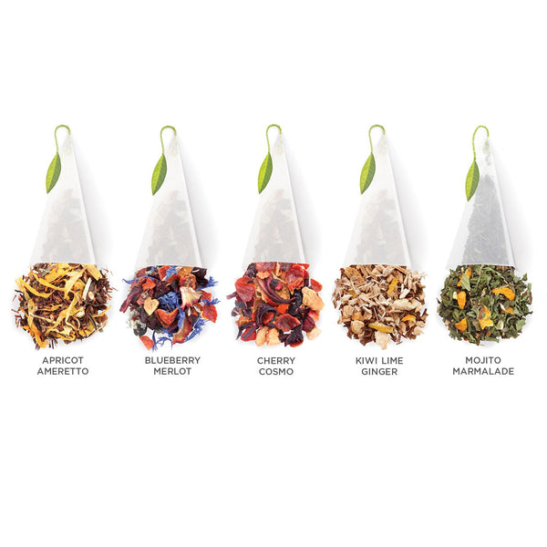 Tea Forte Premium Petite Presentation Box Gift Set Sampler, 10 Count, 2 of Each Blend Individually Wrapped Handcrafted Pyramid Infuser Bags,