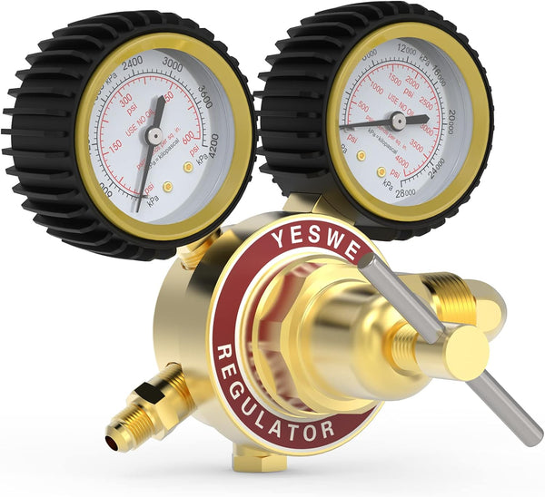 YESWELDER Nitrogen Regulator with Hose, 0-600 PSI and 0-4000PSI Output Pressure, CGA580 Inlet Connection and 1/4" Male Flare Fitting
