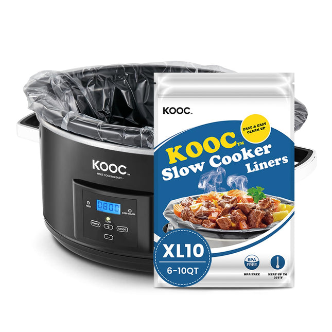 KOOC Slow Cooker Liners 14"X22" 10 Count Extra Large Size Disposable Pot Liners Christmas Cooking Bags Fit 6 Qt to 10 Qt