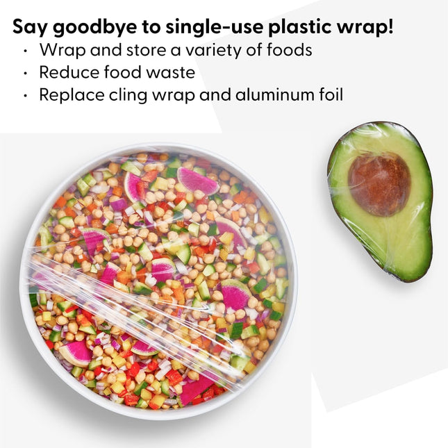 W&P Reusable Silicone Stretch Wrap, 1 Box with 3 Wraps (7x8, 10x11, 13x14), Oven, Dishwasher, Microwave & Freezer Safe, 