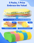 Temede 5-Pack Car Wash Sponges, 9.1" X 4.3" X 2.4" Large Sponges, Extra Thick Foam Kit for All-Purpose Cleaning, Ideal Washing Sponges for