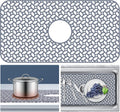 JUSTOGO Silicone Sink Protector, Non-Slip Heat Resistant Kitchen Sink Mat Grid Accessory, Center Drain (24.8"X 13"), Grey