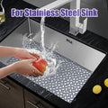 JUSTOGO Silicone Sink Protector, Non-Slip Heat Resistant Kitchen Sink Mat Grid Accessory, Center Drain (24.8"X 13"), Grey