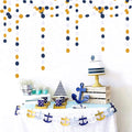 Navy-Blue White-Gold Party-Decorations Streamers Garland - 52Ft Graduation 2025 Glitter Hanging Paper Banner, Men Boy Birthday Nautical Fathers