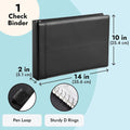 7-Ring Business Check Binder for Checkbooks Organization, Financial Records, Personal and Corporate Use, Black Faux Leather Folder for 600 Checks