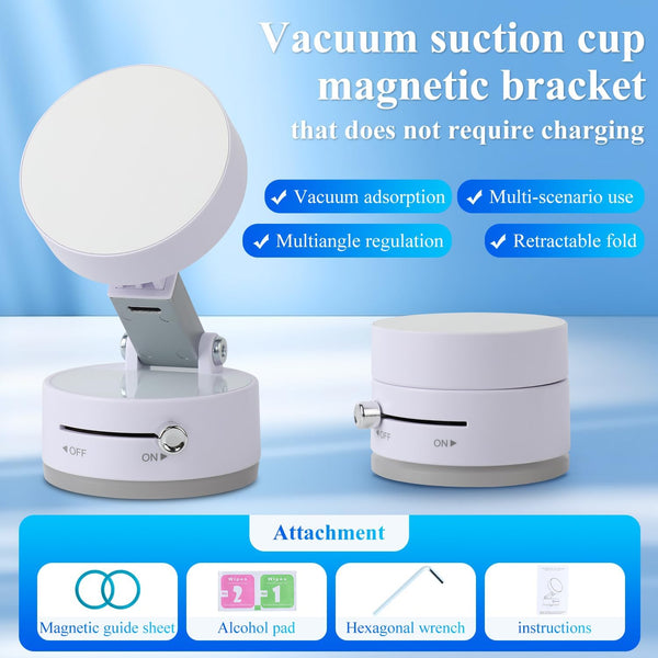 Vacuum Magnetic Suction Phone Holder, 2025 New Magnetic Multifunctional Holder, Foldable and Retractable Double-Sided Magnetic Phone Holder for